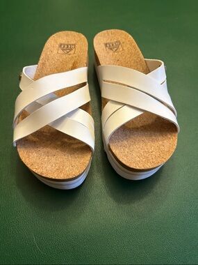 Reef White Cork Platform Slide Sandals women’s platforms